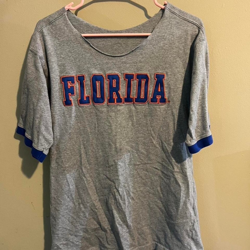 Vintage Florida Gators Gray‎ Crewneck T Shirt Blue Trim